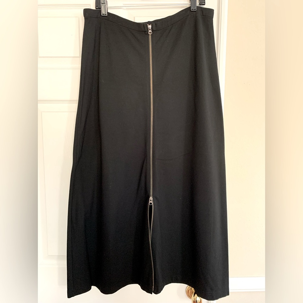 JJill Maxi Skirt Black Stretch Fabric Long Zipper from Waist to Hem Medium